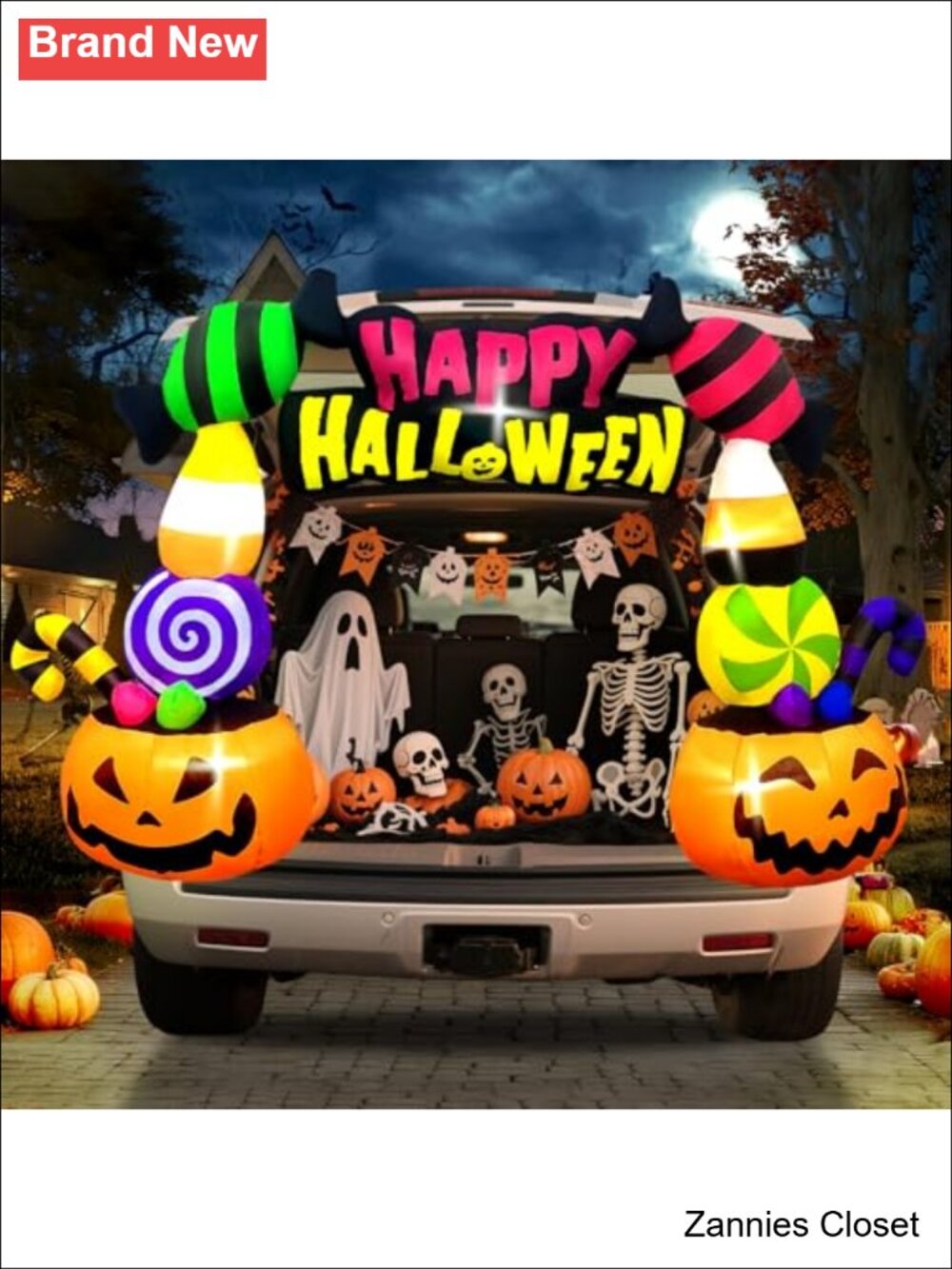👻 Kalolary Halloween Inflatable Trunk or Treat Candy Pumpkin Arch LED Yard